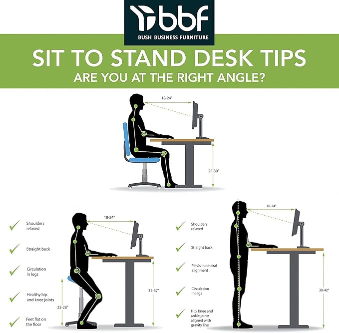 Bush Business Furniture Move 60 Series Electric Ergonomic Sit-Stand Computer Table for Home and Professional Office, 60W x 30D, Hansen Cherry
