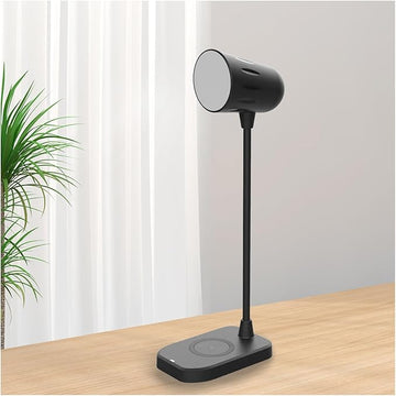 Led desk lamp with wireless charger, Bluetooth Speaker, Dimmable Table Lamp with 3 Lighting Mode, Touch Control, USB Charging Port Desk Light for Home Office Dorm Reading Work Study ( Color : Black )