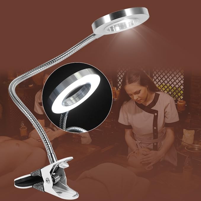 Portable Tattoo LED Lamp, LED Desk Lamp with Clamp, Warm/Cold Light LED USB with Clip for Eyebrow Tattoo Manicure Eyelash Extension and Reading