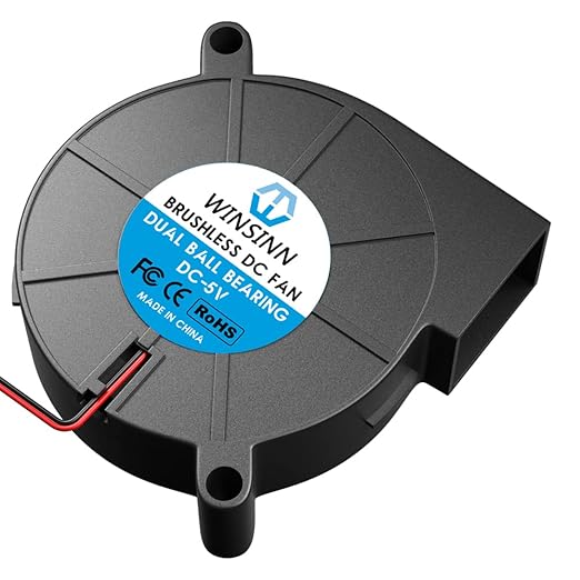 WINSINN 50mm 5015 Blower Fan 5V, 3D Printer 5 volt Fans Blower Turbine Turbo Dual Ball Bearing, Brushless Cooling 50mmx15mm 2PIN (Pack of 4Pcs)