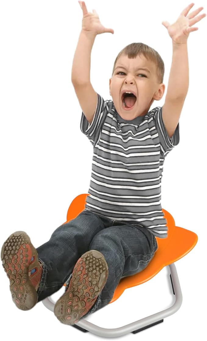 Sensory Toys Kids Swivel Chair, Autism Kids Swivel Chair, Elephant Sit and Spin Seat Balance Chair Indoor for Child Age 3+, Regulating Toddler’s Body Balance, Metal Base Non-Slip Orange