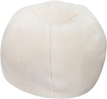 Flash Furniture Dillon Sherpa Bean Bag Chair, Classic Refillable Bean Bag Chair for Kids and Teens, Small, Natural