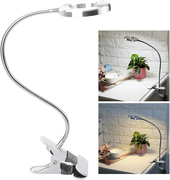 USB Gooseneck Lamp, Circle Makeup Lamp Eyebrow Lip Tattoo Beauty Salon Desktop LED Lights with Clip, Portable Desk Light for Reading, Makeup