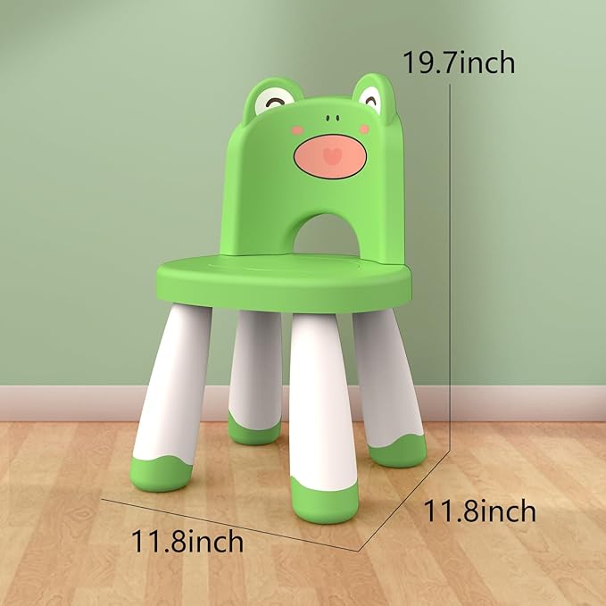 Kids Plastic Chair, Durable and Lightweight Kids Chair,11" H Seat, Indoor or Outdoor Use for Toddlers Boys Girls Birthday Gifts (Green)