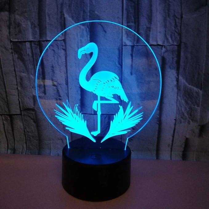 Flamingo Lamp - Acrylic 3D Night Lights USB LED Table Lamp Home r2d2 3D Arts Lamp - 3D Optical Illusions 7 Color Changing Bedroom Decor Night Light Gifts for Elder Father Mother & Friends.