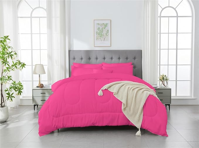 3 Piece Solid Color All Season Bedding Comforter Set Microfiber Soft Lightweight Bedding Set for Kids Teens Adults Room Decor with 1 Comforter and 2 Pillowcases Full
