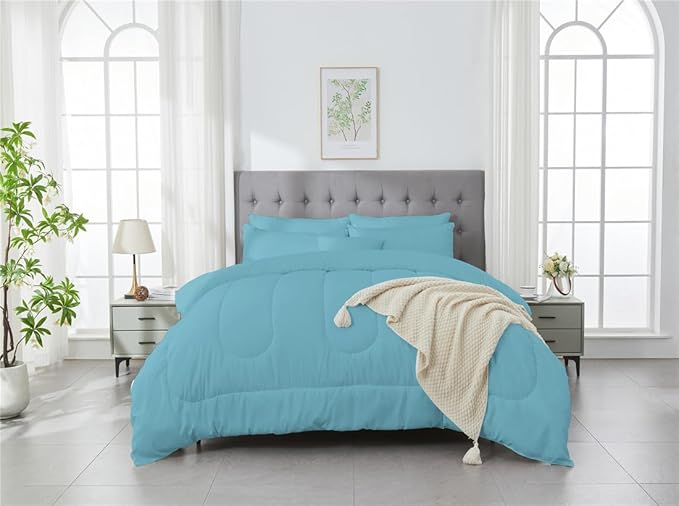 3 Piece Solid Color All Season Bedding Comforter Set Microfiber Soft Lightweight Bedding Set for Kids Teens Adults Room Decor with 1 Comforter and 2 Pillowcases King