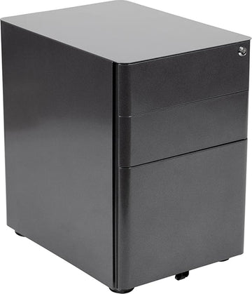 Flash Furniture Warner Modern 3-Drawer Mobile Locking Filing Cabinet with Anti-Tilt Mechanism and Hanging Drawer for Legal & Letter Files, Black