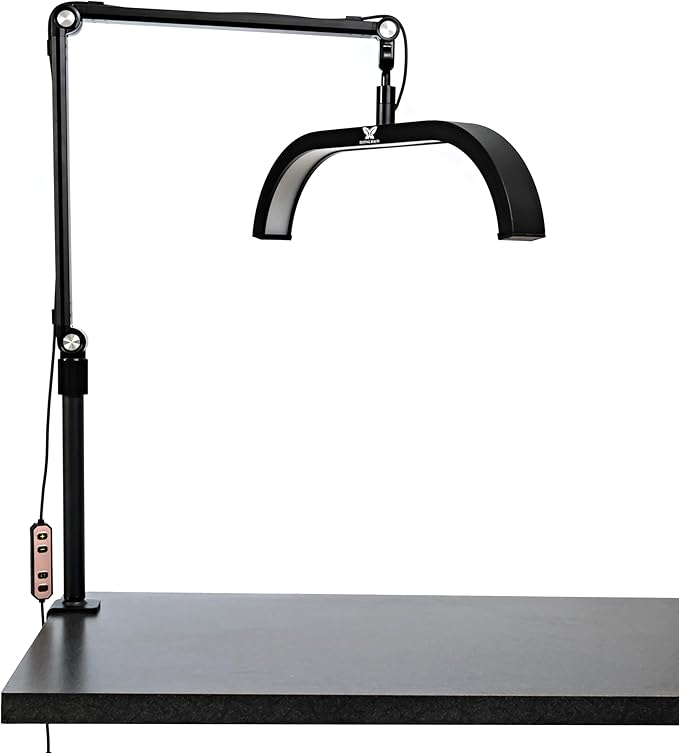 Existing Beauty LED Half Moon Light for Nail Desk with Desk Clamp - Desk Light for Nail Tech - Adjustable Brightness, Warm to Cool Light - Esthetician Light for Lash Artists, Nail Salons - Easy Setup
