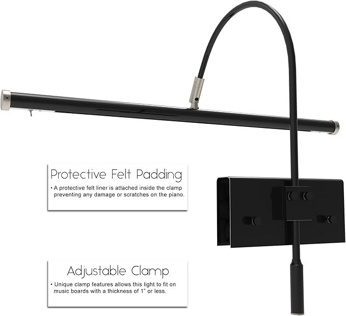 Cocoweb 19" Grand Piano Lamp with Integrated LED Black with Satin Nickel Accents - GPLED19SND