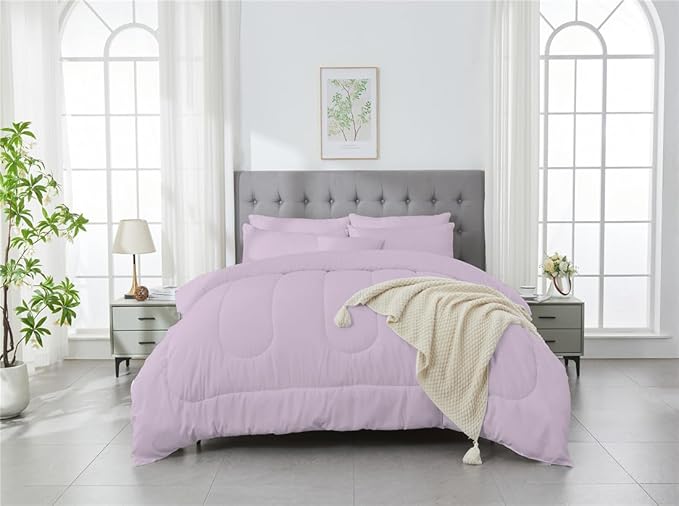 3 Piece Solid Color All Season Bedding Comforter Set Microfiber Soft Lightweight Bedding Set for Kids Teens Adults Room Decor with 1 Comforter and 2 Pillowcases Full
