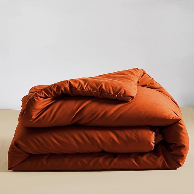 Rust Comforter Sets Burnt Orange Bedding Set Cal King Reddish Caramel Color Terracotta Bed Set 3 Pieces Women Lightweight Solid Burnt Orange Color Blanket Rust Quilts Breathable Bed Comforter