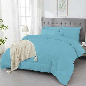 3 Piece Solid Color All Season Bedding Comforter Set Microfiber Soft Lightweight Bedding Set for Kids Teens Adults Room Decor with 1 Comforter and 2 Pillowcases King