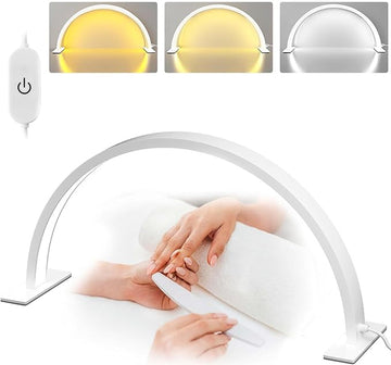 Half Moon Lamp for Naiil Desk 3000-6000k 50w LED Lash Lamp for Lash Extension Led Light for Nails tech, Stepless Dimming 3 Color Led Light for Nails Tech (White, 23IN)