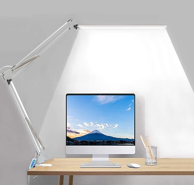 80 LED Desk Lamp(12W, Metal Swing Arm Dimmable Task Lamp, 5 Modes, 10 Brightness Levels,Eye Protection Desk lamp for Reading, Study,Working, Home and Office Lamp 1100 lumens,USB Adapter