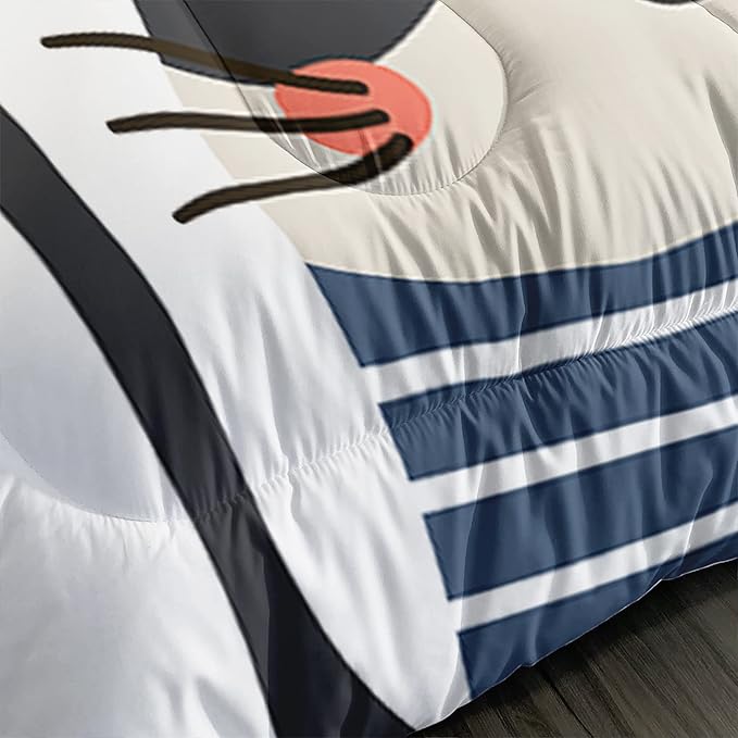 CVHOUSE Cat Bedding,Cartoon Cat Comforter Queen,Animals Print Comforter Set for Kids,Kawaii Quilt Set with 1 Comforter and 2 Pillow Cases