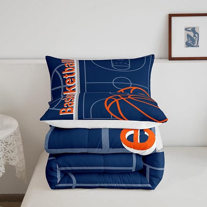 Feelyou Basketball Bedding Set Queen Size Gaming Sports Comforter Set for Kids Boys Girls Decor Ball Games Comforter Basketball Lover Duvet Set Bedroom Quilt Set