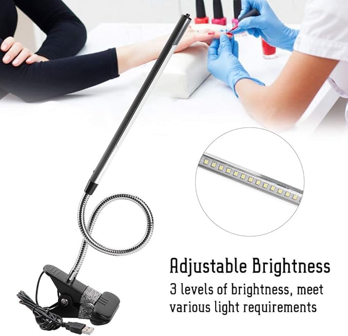 LED Desk Light Clip, LED Book Light, USB Beauty Lamp Dimmable Desk Light Eye Care Flexible Desk Lamp for Reading Jewelry Repair Tattoo Manicure Makeup