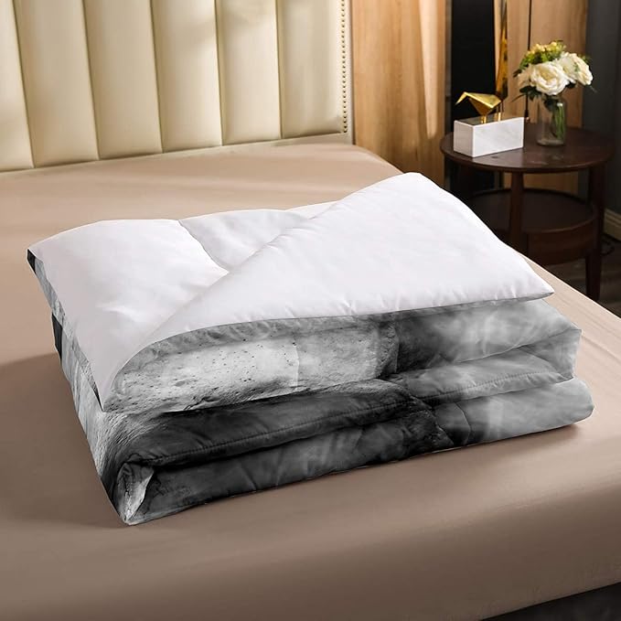 Erosebridal Skull Comforter Set Full, Halloween Down Comforter, Gothic Fog Smoke Skull Skeleton Quilted Duvet, Grey Bedding Comforters for Young Man Boy Teens, Room Decorative, Soft Duvet Insert