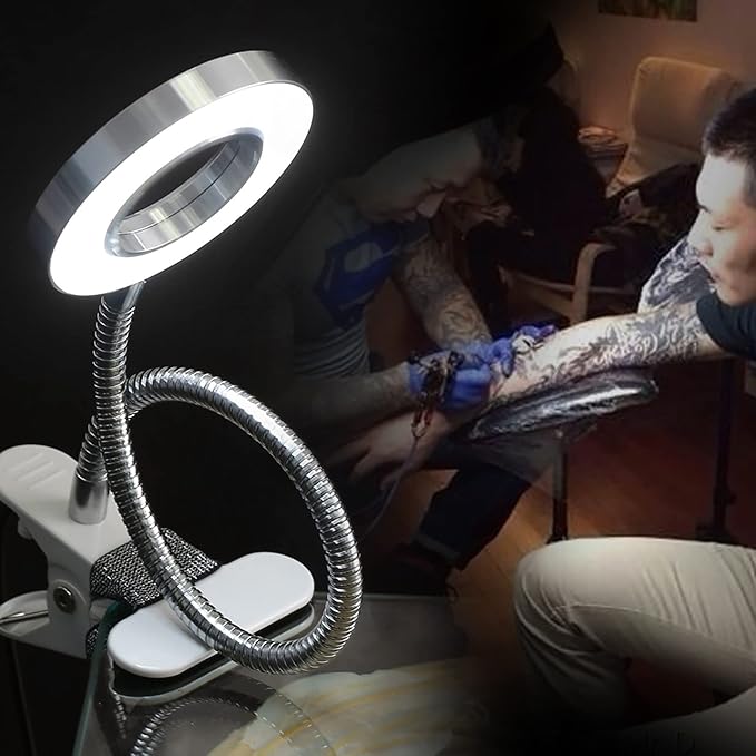 Desk Light Lamp Clip on Light Tattoo Manicure Makeup Light, USB LED Light Beauty Lamp with Clamp, Portable Cold Light Lamp Shadowless Lamp with Flexible Tube