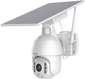 SOLIOM S600 Outdoor WiFi Security Camera - 360° Pan Tilt, Solar Powered with Battery, Motion Detection, Color Night Vision, 2-Way Talk, Remote Access