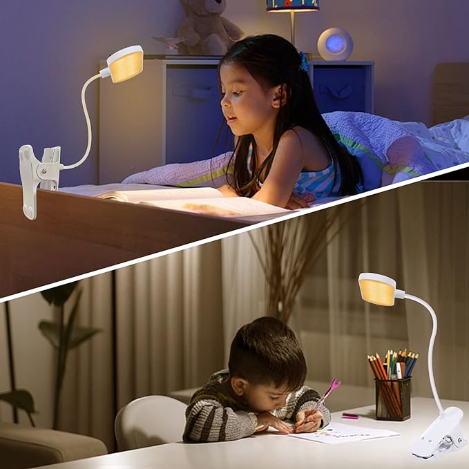 Clip on Light Reading Lights, 36 LED USB Desk Lamp with 5 Color 5 Brightness, Eye Protection Book Clamp Light, Perfect for Video Conference Lighting, Desk, Bed Headboard and Computers (White)