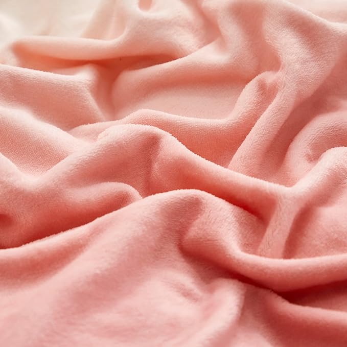 Wellboo Pink White Gradient Comforter Sets Full White and Pink Fluffy Bedding Comforters Modern Bean Pink Gradient Flannel Quilts Farmhouse Abstract Art Watercolor Comforters Sherpa Fuzzy Plush Bed