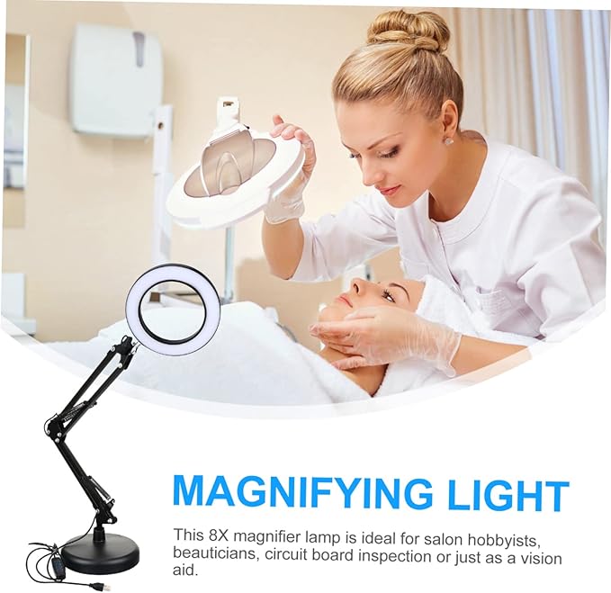 Holibanna 1 Set LED Magnifying Glass Light Portable Desk Facial Magnifying lamp Task Lights Desk LED Light Portable Office Desk Lamp with Magnifier Desktop Light Stand abs Work