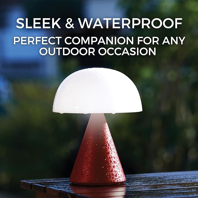 Lexon Mina L Mushroom Lamp - 9 LED Color Table Lamp for Bedrooms, Living Room & Office - Cordless, Rechargeable with 24h Light & Dimmer, Aluminum, Large - Dark Blue