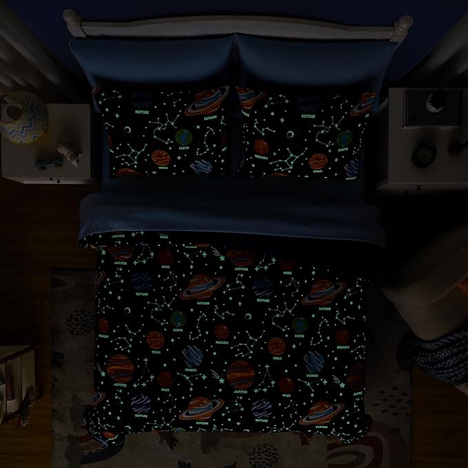 Twin Comforter Set with Sheets - 5 Pieces Kids Twin Bedding Sets, Glow in The Dark Space Twin Bed in a Bag with Comforter, Sheets, Pillowcase & Sham