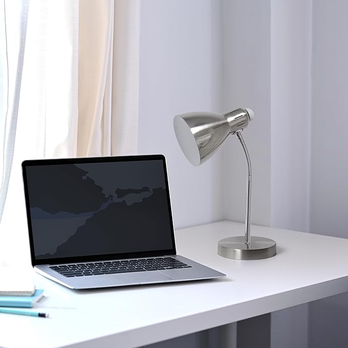 Simple Designs LD1037-BSN Semi-Flexible Desk Lamp, Brushed Nickel (Pack of 6)