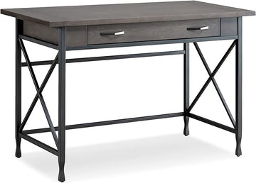 Leick Home 23400 Chisel & Forge Writing Computer Desk with Drop Front Keyboard Drawer, Smoke Gray and Matte Black