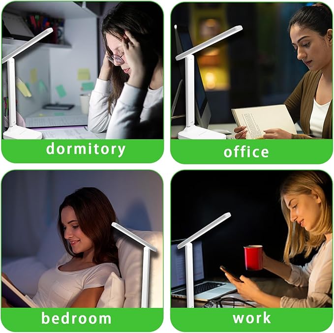 Desk lamp,LED Lamp,Touch Control,3 Color Modes,Eye-Protecting Table Lamp,Led Lights for Bedroom,Home,Office,Black (Medium Size, White)