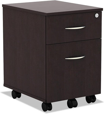 Alera ALEVABFES Valencia Series 15.88 in. x 19.13 in. x 22.88 in. Mobile Box/File Pedestal - Espresso