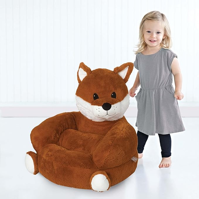 Trend Lab Fox Toddler Chair Plush Character Kids Chair Comfy Furniture Pillow Chair for Boys and Girls, 21 x 19 x 19 inches