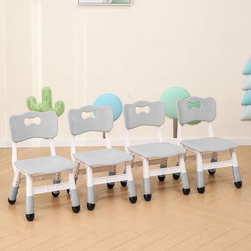Kids' Desk Chairs Adjustable Height is Suitable for Children's Chairs Used in Families, Schools and Day-Care Between 2-10 Years Old The Max Bearing Capacity is 220LB(4PCS-Grey)