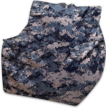 Posh Creations Structured Comfy Bean Bag Chair for Gaming, Reading and Watching TV, Newport Chair, Nylon - Camo Digital