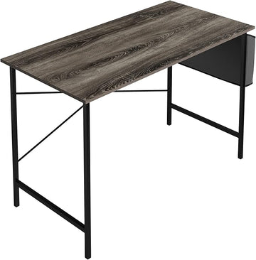Lavish Home Modern Computer Desk with Industrial Style Woodgrain Look and Steel for Home Office, Bedroom, or Craft Table, with Storage Bag, (L) 47” x (W) 23.5” x (H) 29.5”, Gray