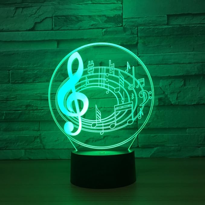 Music Note Shaped 3D Optical Illusion Lamp 7 Colors Change Timing Remote Control and Touch Button LED Table Desk Lamp for Home Bedroom Decoration