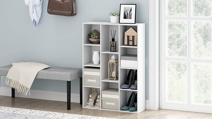 Furinno Luder Bookcase / Book / Storage , 11-Cube, White