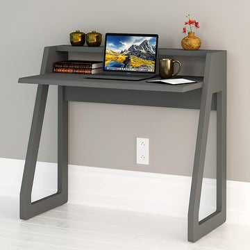 Computer Desk for Bedroom, Office & Small Spaces - Writing Desk Ideal for Students, Kids, Adults - Modern Design Compact Desk with Display Shelf