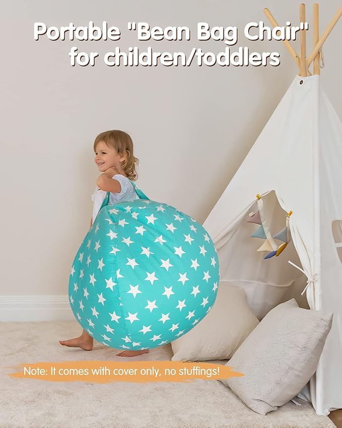 Aubliss Stuffed Animal Bean Bag Storage Chair (Aqua Star, X-Large (48''))