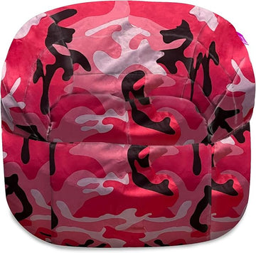 Posh Creations Structured Comfy Bean Bag Chair for Gaming, Reading and Watching TV, Sonoma Lounge, Nylon - Camo Pink and Black
