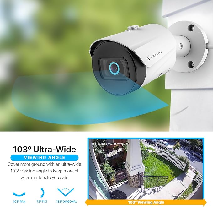 Amcrest UltraHD 5MP Outdoor POE Camera 2592 x 1944p Bullet IP Security Camera, Outdoor IP67 Waterproof, 103° Viewing Angle, 2.8mm Lens, 98.4ft Night Vision, 5-Megapixel, IP5M-B1186EW-28MM (White)