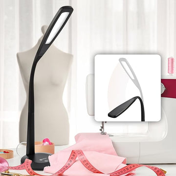OttLite LED Desk Lamp with Flexible Neck (Black) - Slim Desk Lamp with 3 Brightness Settings & Touch Activated Controls - Energy-Efficient Natural Daylight LEDs for Home Office, Desk, & Dorms