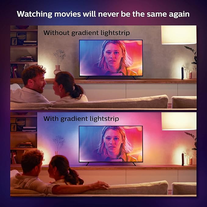 Philips Hue Play Gradient 55" Smart TV Light Strip - Flowing Multicolor LED Color-Changing TV BackLight - Sync with TV, Music, and Gaming - Requires Bridge and Sync Box - Control with App or Voice
