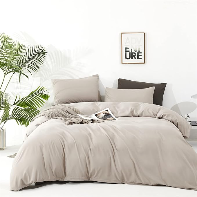 Beige Khaki Comforter Set Queen Size Cream Khaki Comforter 3 Pieces Champagne Color Queen Comforter Taupe Bedding Set Women Light Khaki Queen Bed Comforter Set All Season Gift