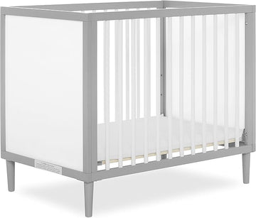 Lucas Mini Modern Crib with Rounded Spindles, 39"L x 25.5"W x 33"H
