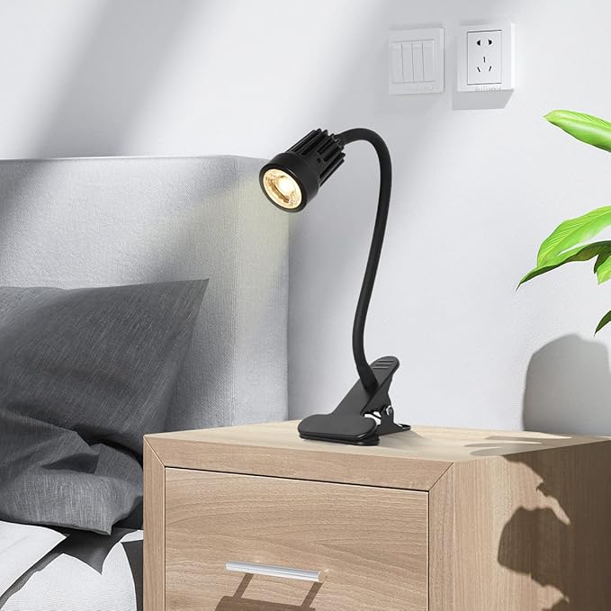 EAGLOD LED Clamp Clip on Light Desk Lamp, 3w Clip Bedside Lamp Clamp,360°Flexible Gooseneck Night Lights, Reading Lighting,Table Lamp for College Dorm,Home,Nail Art,Tattoo Lamp 2Pack