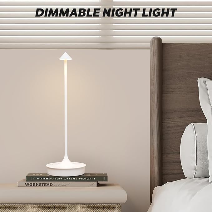 Set of 2 Cordless Table Lamp Rechargeable, Battery Operated Desk Lamp, 4000mAh LED Touch Lamp, Dimmable Portable Outdoor Waterproof Wireless Table Light for Restaurants/Bars/Outdoor(White)
